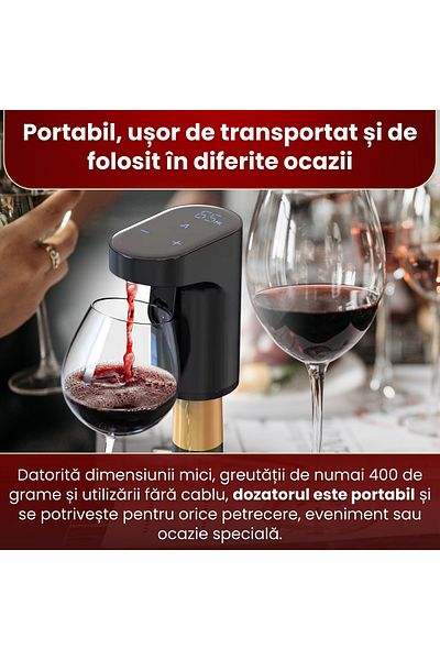 Redsack Dozator inteligent de vin si alte bauturi Redsack, Decantare Automata - Touch, Aerator Integrat, USB