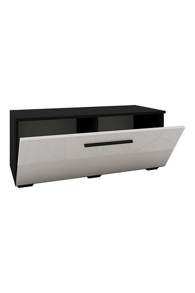 haaus.ro Kos Chest of Drawers, One Door, Black/Glossy White, MDF, 95 x 40 x 39 cm