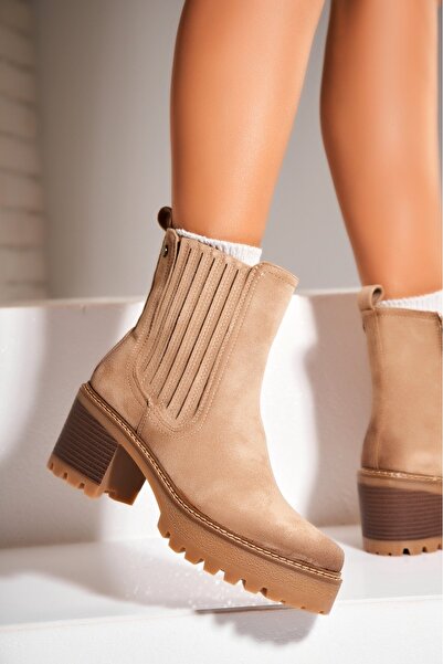 Joana Botine dama Imblanite Bej din Piele Ecologica Intoarsa Charlea