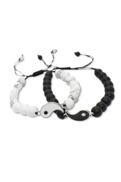 VOLY Set of 2 yin yang bracelets made of natural stones