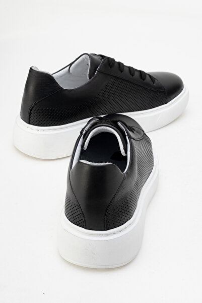 Dericlub Dericlub Women's Thick Sole Lace-Up Casual Shoes Real Leather Cr 2627 Black