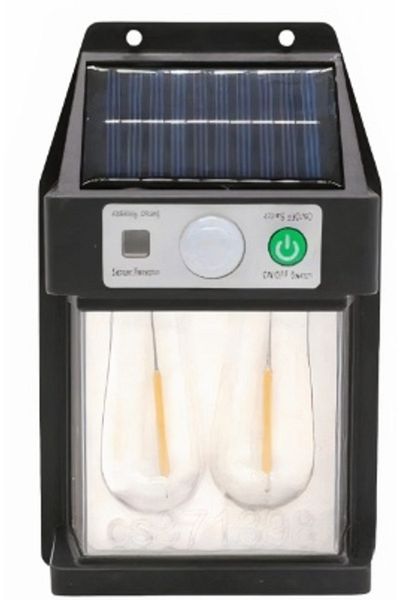 Blusmart Solar LED Lamp with Motion Sensor 16 x 10 cm Wall Mount with 2 Bulbs