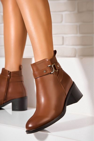 Joana Women's Camel Fur-lined Ankle Boots Made of Ecological Leather Chari
