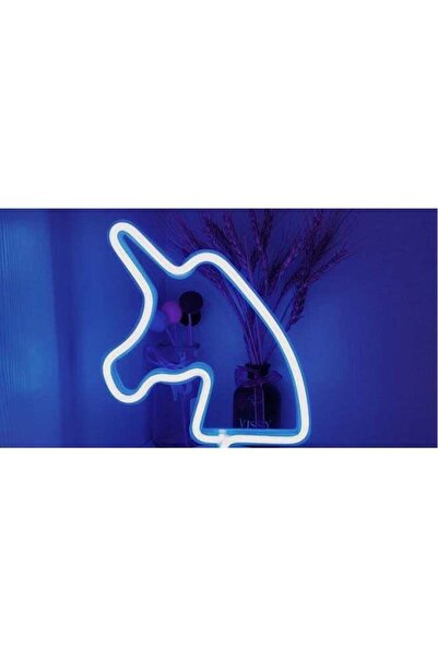 Raffine ضوء ليلي LED نيون يونيكورن أزرق 23 × 2 × 23 سم