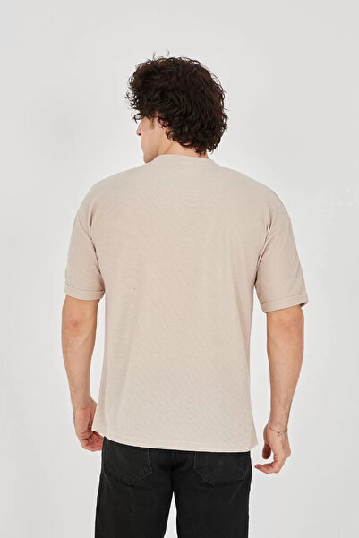CVS Unisex Jacquard Fabric Comfortable Sleeve T-Shirt - Beige