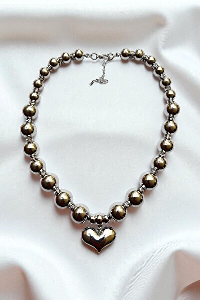 PETEK AKSESUAR METALİZE TOP KALP KOLYE