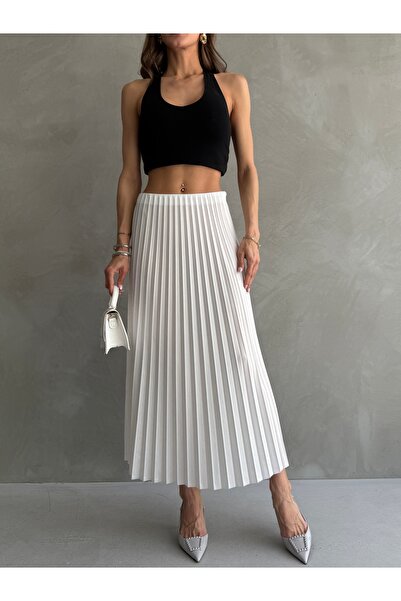 Ulino Pleated Long Elastic Waist Skirt