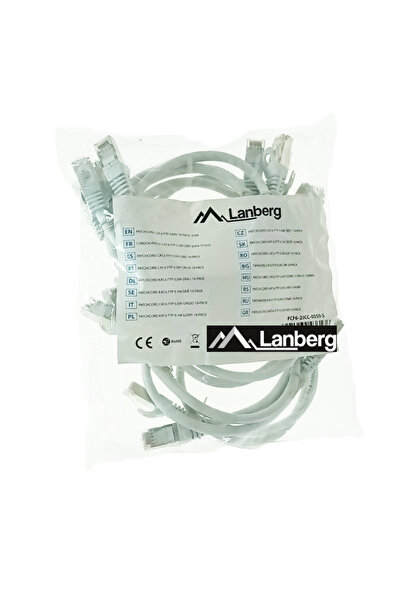 Lanberg Set de 10 cabluri de rețea - patchcord CAT6 FTP, Lanberg 43613, 2 x RJ45, lungime 50 cm, AWG26