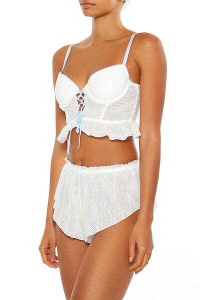 Forever 21 Fırfırlı Dantel Bağlamalı Korse