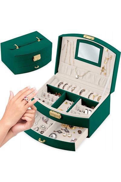 ideal STORE idealSTORE Jewelry Box, Dimensions 20.5 x 13.5 x 10.5 cm, Includes Mirror, Lock, Gold