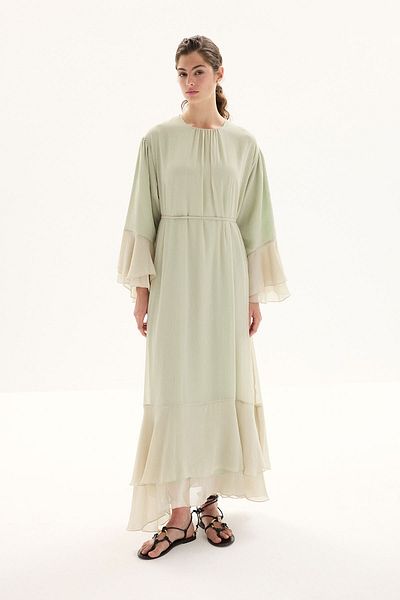 Hooopstore Φόρεμα Boho Flounced Yoryo Chiffon Sage