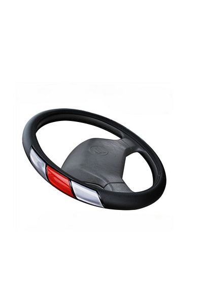 ideal STORE PREMIUM steering wheel cover, With red stripe, Size M 38-39cm, Imitation leather for a nice look
