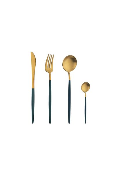 OEM Set 4 tacamuri din oțel inoxidabil, Auriu și Verde