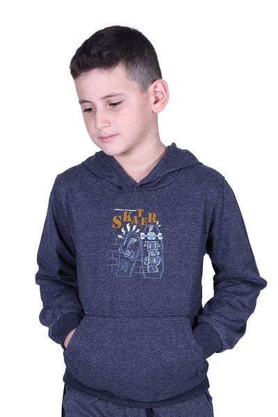 FYK KİDS Суитшърт за момче с качулка и щампа „кенгуру джоб“