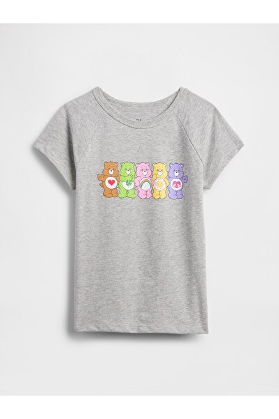 GAP Kız Çocuk Gri Carebear Grafik Baskılı T-Shirt