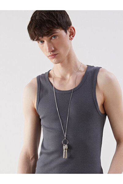LC Waikiki Nevavm Men's Sleeveless T-Shirt with Oval Collar and Ribbed Design