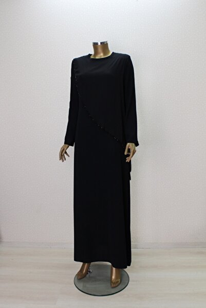 çınar özkan 2857 ŞİFON GİYDİRMELİ BONCUKLU RAHAT KALIP ELBİSE QYS ELBİSE #24-023