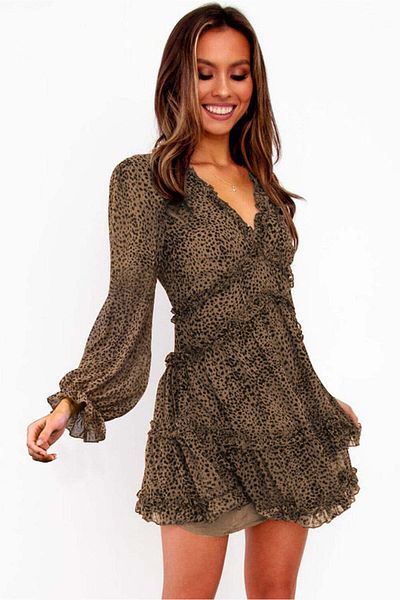 WildFashion Casual dress made of airy material with ruffles H706-99