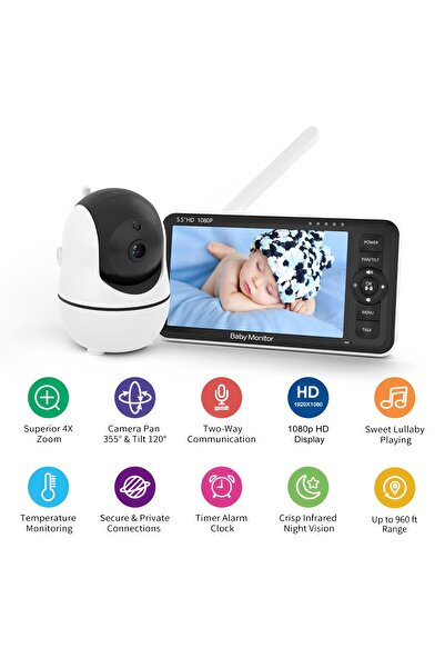 ideal STORE Baby Monitor StarBaby IdealStore, 5.5 inch HD Screen, Temperature Monitoring, Vertical Rotation s