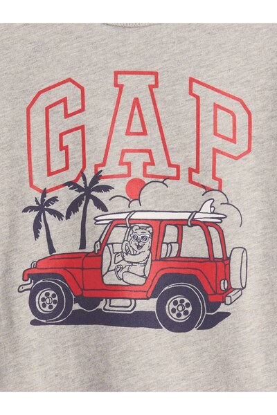 GAP Erkek Bebek Açık Kahverengi Grafik Baskılı T-Shirt