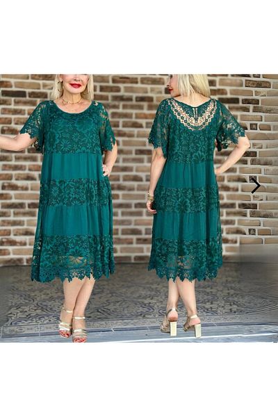 İTALYAN Italian Acid Green Silk Back Butterfly Detail Dress