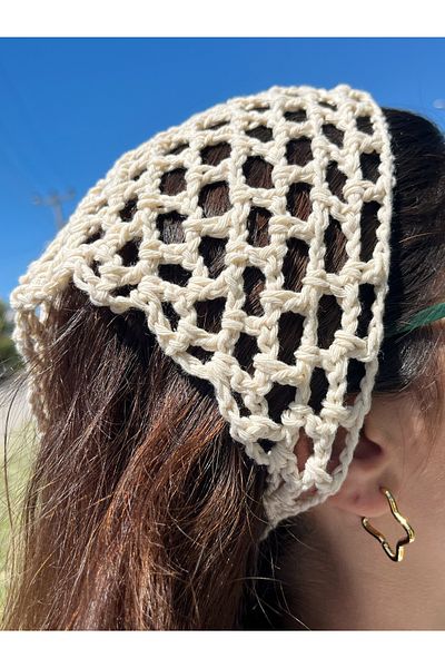 Poshy Atelier Mesh Model Crochet Handmade Braided Hair Accessory Triangle Bandana