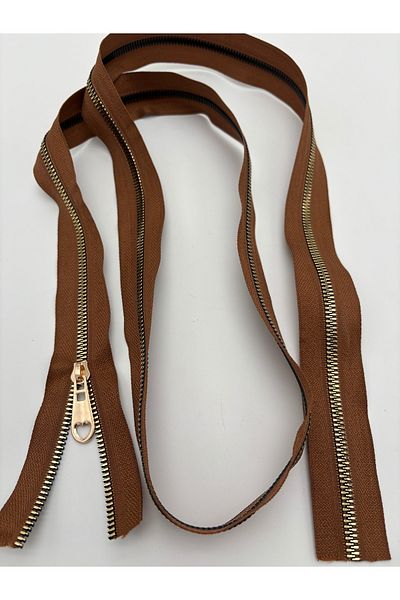 kumasfabrik (2 Meters) S. Brown Gold Threaded Zipper + Heart Handle Headboard