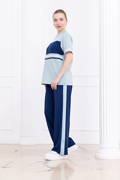 DJANGO STYLE Modal Contrast Garnished Sports Tracksuit Set