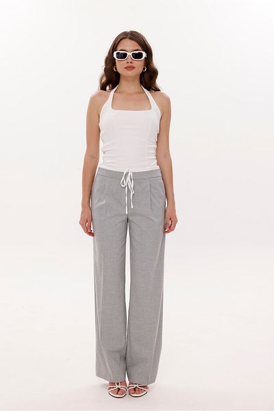 LA PANTE Belt Garnished Lace-Up Side Pants