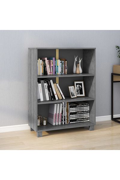 vidaxl Book Cabinet HAMAR Dark Grey 85x35x112 cm Solid Wood Pine