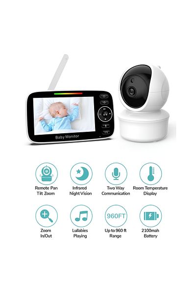 ideal STORE IdealStore MiniBaby Baby Monitor, 4.3 inch HD Screen, Auto Night Vision, Vertical and Horizontal Rotation