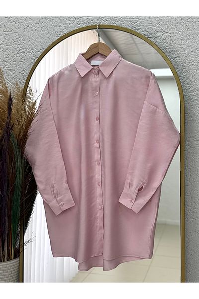 MİHRA STORE Verona Front Short Back Long Modal Shirt-Pe215 Pink