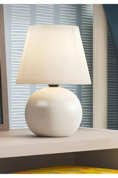 Fico Home Modern Tasarım Marwis Abajur Krem Abajur Masa Lambası Metal Krem Gövde