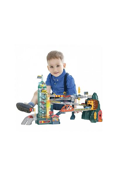 ideal STORE AliBibi multi-level car track, cars included, lion tunnel, automatic elevator, parking and valet