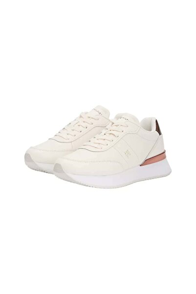 Tommy Hilfiger Kadın Metalik Detaylı Chic Fashion Runner Sneaker - Krem