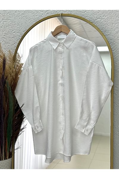 MİHRA STORE Verona Front Short Back Long Modal Shirt-Pe215 White