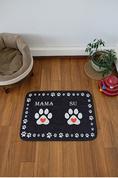 aymira home Evcil Hayvan Figürlü Köpek Kedi Beslenme Mama Ve Su Matı Kolay Temizlenen Emici Paspas 50*70 cm