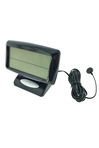 OEM Alarm clock, indoor and outdoor thermometer, PDX MD-350-2, sensor and cable 245 cm long, black