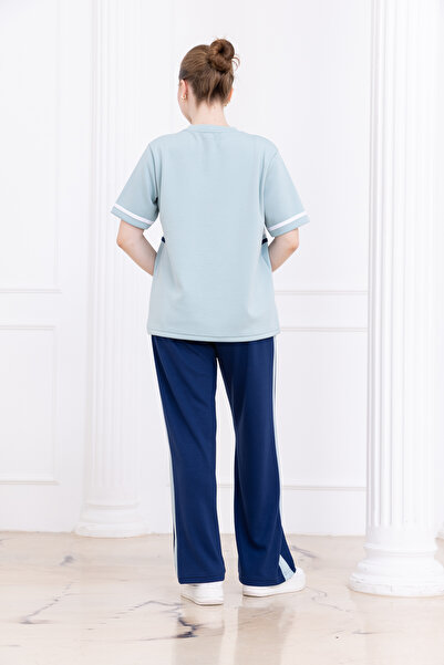 DJANGO STYLE Modal Contrast Garnished Sports Tracksuit Set