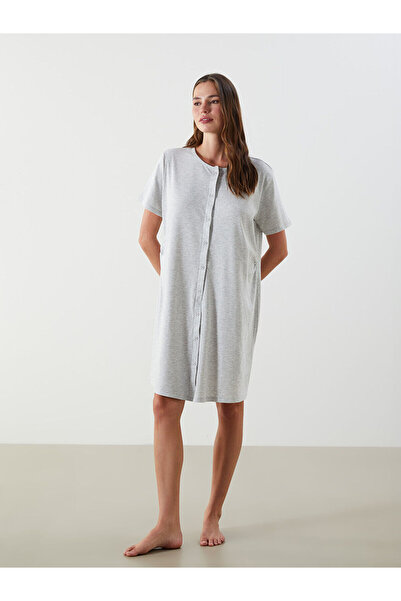 LC Waikiki Nevavm Farklılık with a Difference Oval Neck Maternity Nightgown