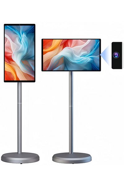 FlashHawk 21.5in Portable TV with Adjustable Floor Touch Screen Smart TV-4G RAM+64G Storage | Build-in Camera