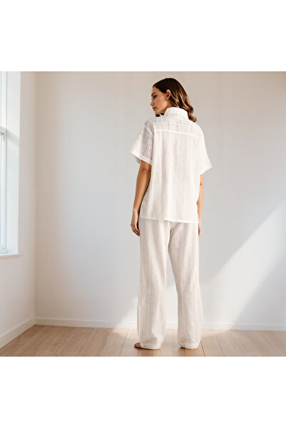 FAV Crochet Detail Shirt and Pyjama Set