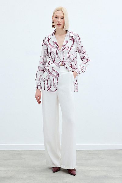 Sateen Patterned Classic Shirt - Claret Red