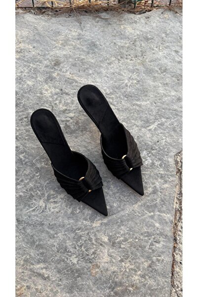 Eataly Shoes Παπούτσια με μυτερό μαύρο σουέτ με τακούνι