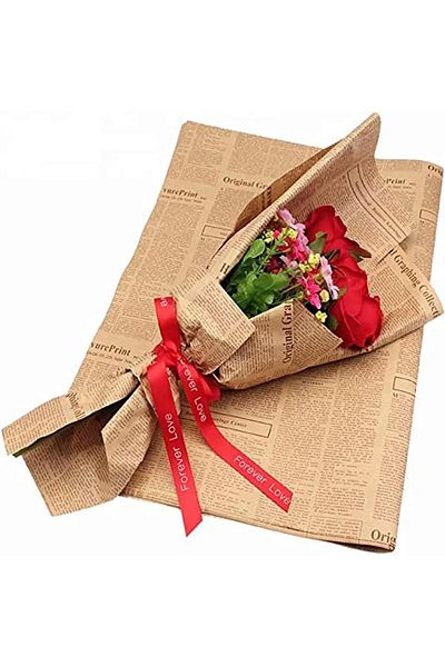 MARKQ Newspaper Wrapping Paper | 50 x 70 Kraft Paper Sheets for Gifts Packaging Flower Bouquet Art a