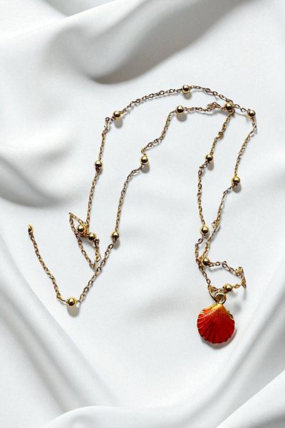 PETEK AKSESUAR Midye Top Chain ​​Long Necklace