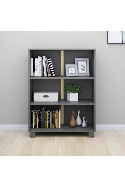 vidaxl Book Cabinet HAMAR Dark Grey 85x35x112 cm Solid Wood Pine