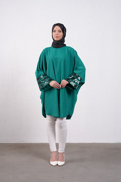 Filizzade Knee Length Loose Bat Evening Dress Tunic