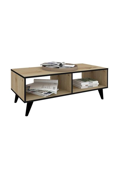 haaus haaus Melo Coffee Table, Artisan Oak/Black, 110 x 50 x 40 cm