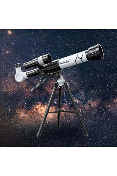 divendi-ro Telescope with tripod for children and adults, Zoom 40x, IPX4, Plastic and Glass FMC, White